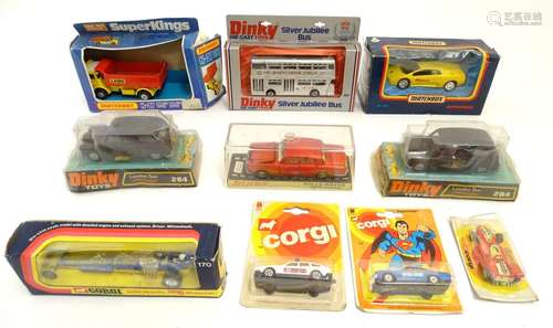 Toys: A quantity of die cast scale model cars / vehicles comprising two Dinky Toys Speedwheels