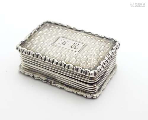 A silver vinaigrette hallmarked Birmingham c1838 maker TS. 1