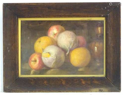 XX, English School, Watercolour, A still life study of fruit on a table. Approx. 6 1/4