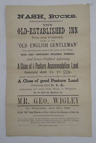 Buckinghamshire local interest: a Victorian advertising prospectus/catalogue, Nash, Bucks. The old-