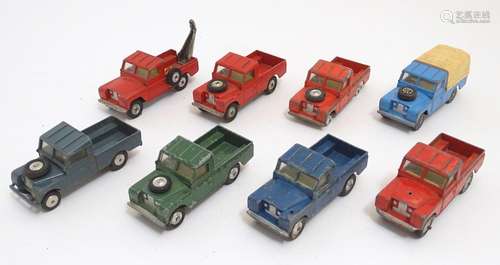 Toys: Eight Corgi Toys die cast scale model Land Rovers 109