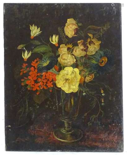 W. P. Gibb, XIX, Irish School, Oil on board, A still life study of flower in a glass vase.