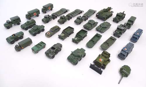 Toys: A large quantity of Lesney / Moko / Matchbox die cast scale model military vehicles,