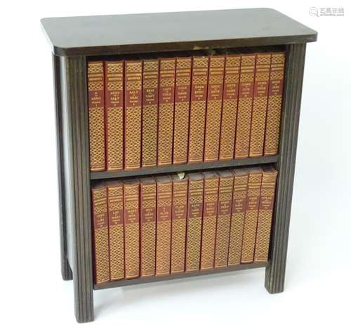 Books : a two shelf bookcase, original to and containing twenty four volumes of the Encyclopedia