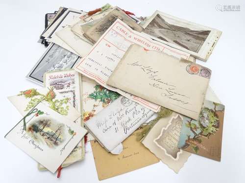 An assortment of Victorian, Edwardian and later ephemera, to include Christmas cards, numerous