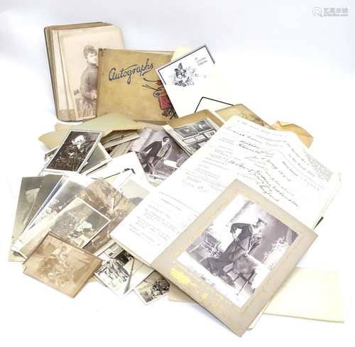 A large assortment of Victorian and later ephemera, comprising numerous monochrome studio portraits,