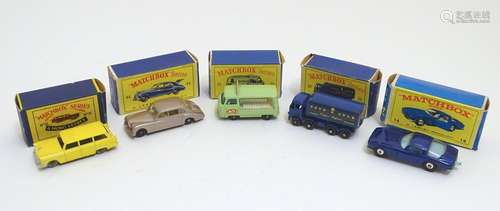 Toys: Five Lesney Matchbox Series die cast scale model vehicles, to include Rolls-Royce Phantom V,