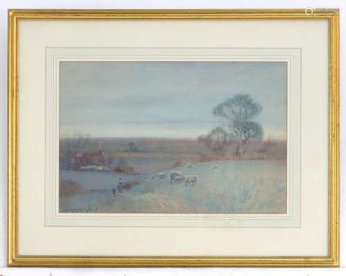 A. Haselgrave, XIX-XX, Watercolour, A country landscape scene with two figures walking through a