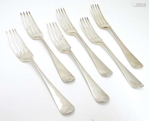 A set of 6 Victorian silver table forks. hallmarked London 1874 maker Chawner & Co (George William