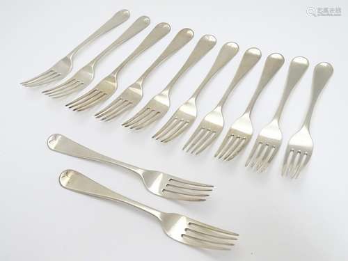 A set of 12 Victorian dessert forks hallmarked London 1843 maker Samuel Hayne & Dudley Cater. Approx