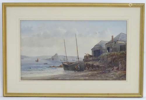 John Clarkson Isaac Uren (1845-1932), Cornish School, Watercolour, St. Michael's Mount from near