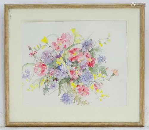 Mair Heffer, XX, Watercolour, The Birthday Flowers, A still life study of flowers. Signed lower