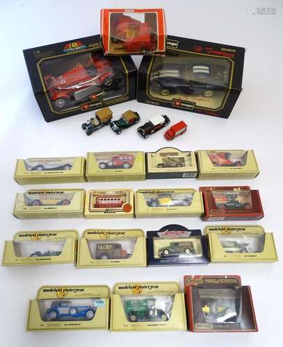 Toys: A quantity of assorted boxed die cast scale model cars / vehicles comprising Burago Alfa Romeo