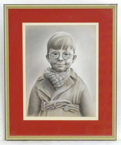 Helen M Craine, XX, Pastels, A portrait of a young boy with glasses. Signed and dated 1994 lower