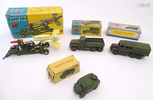 Toys: Four assorted die cast scale models to include Dinky Supertoys Medium Artillery Tractor, model