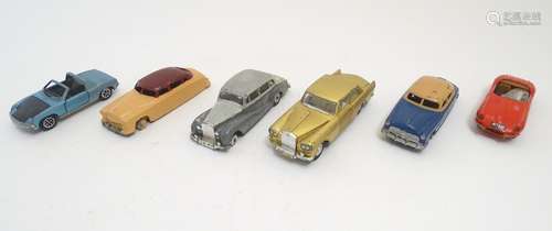 Toys: Five Dinky Toys die cast scale model cars comprising Hudson Sedan, no. 171, x2; Rolls Royce