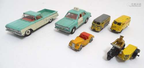 Toys: Assorted Dinky Toys die cast scale model vehicles, comprising Ford Escort, with opening doors,