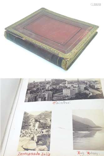 An early 20thC photograph album, with affixed Edwardian monochrome photographs depicting 'Roslin' (