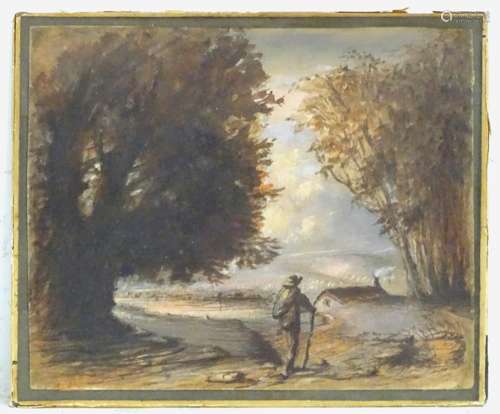 Abraham Quatremain (1814-1851), English School, Watercolour, A wooded landscape scene with a