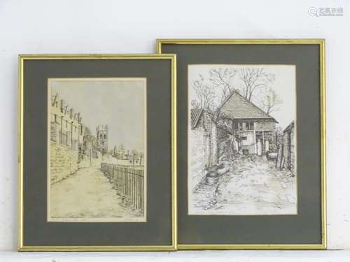 L. Walsh, XX, A pair of hand coloured limited edition prints, Merton College, Oxford, no. 5/100, and