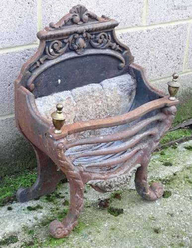 Garden & Architectural, Salvage: a Victorian cast iron fire basket, decorated with foliate motifs