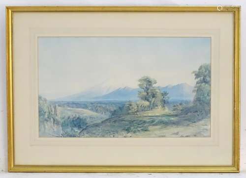 After John Gully (1819-1888), Lithograph, View of mount Egmont, North Island (New Zealand).