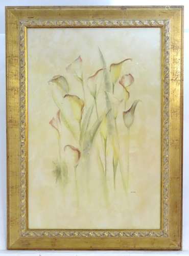 After Cheri Blum (1969-2003), Lithograph, Calla Lillies (Zantadeschia sp.), A stille life study of