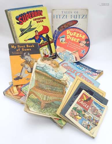 An assortment of early to mid 20thC children's books, comics, and magazines, to include DC Famous