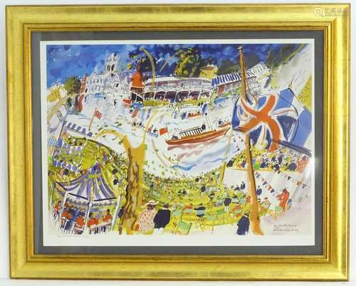 After Ian Weatherhead (b. 1932), Limited edition (no. 90/100) lithograph, Between Races, Henley,