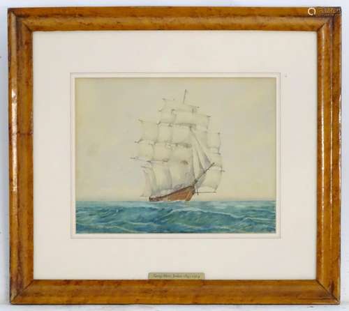 George Henry Jenkins (1843-1914), Marine School, Watercolour, A clipper ship under full sail. Signed