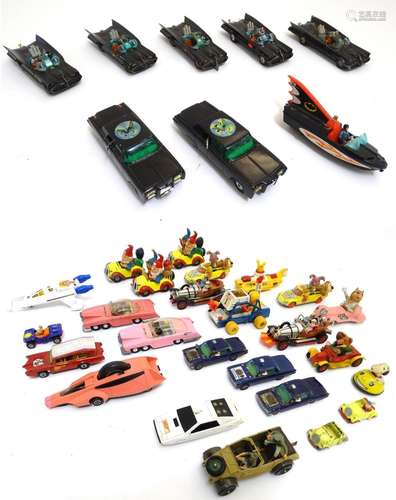 Toys: A quantity of assorted novelty die cast scale model vehicles comprising Corgi Toys Batman