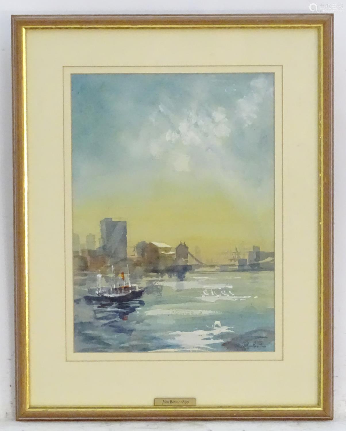 John Batin Xix Xx English School Watercolour A View Of The River Thames London Signed Lower Deal Price Picture