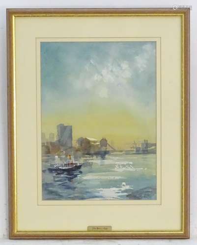 John Batin, XIX-XX, English School, Watercolour, A view of the River Thames, London. Signed lower