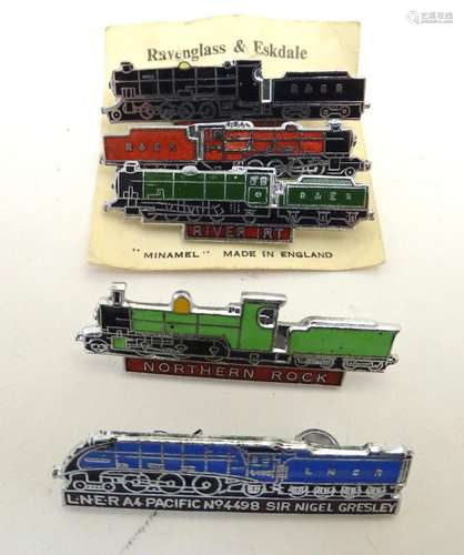 Railwayana : Three enamel badges depicting steam locomotives associated with the Ravenglass &