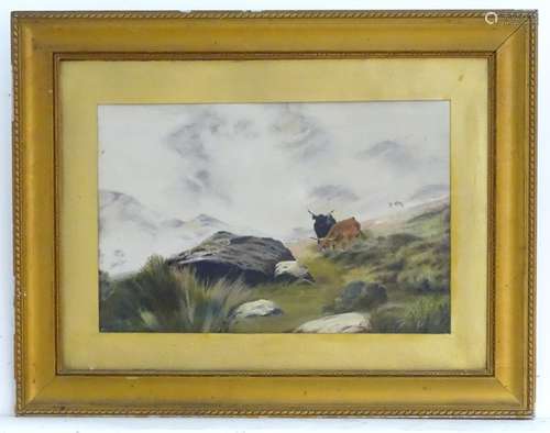 R. H. Gumb, XX, Oil on canvas laid on board, Highland cattle in a landscape. Signed and dated 1935