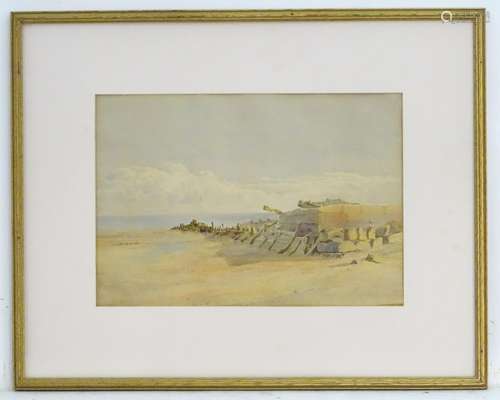 English School, XX, Watercolour, Sussex Coast beach scene near Little Hampton. Signed Jo and