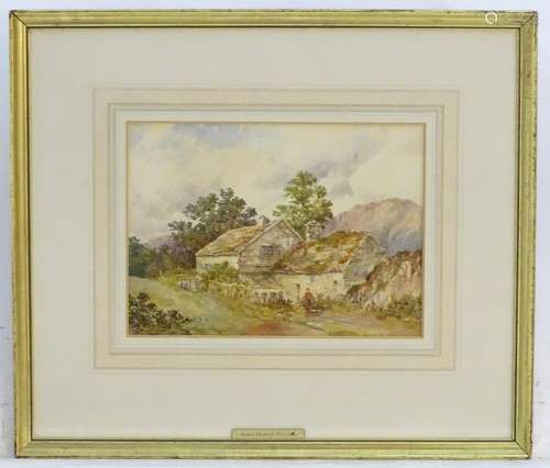 Andrew Deakin, XIX, Watercolour, Pon-g-Gryglan, near Corwen, North Wales, A cottage and figure in