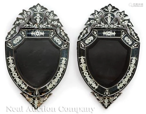 Venetian Beveled and Engraved Glass Mirrors