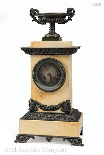 Napoleon III Bronze and Marble Mantel Clock