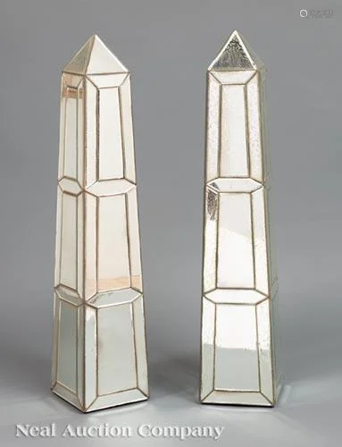 Pair of Continental Mirrored Obelisks