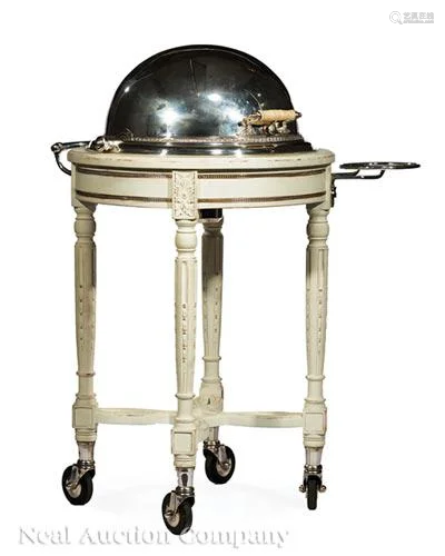 Creme Peinte and Chrome-Mounted Carving Trolley