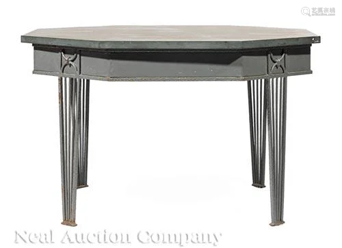 Directoire Iron and Slate Top Dining Table