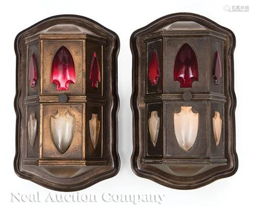 Art Deco Bronze Elevator Indicator Sconces