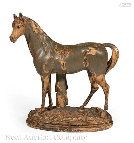 Antique French Terracotta Statue of a Horse