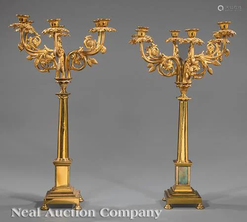 American Late Classical Bronze Candelabra