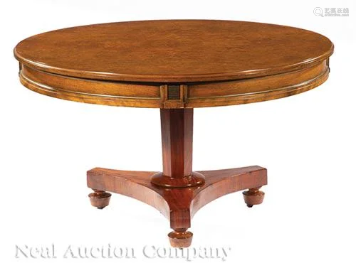 Regency-Style Walnut and Mahogany Center Table