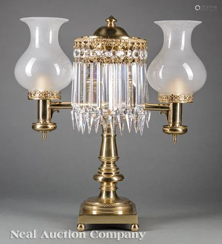 American Bronze Double-Light Argand Lamp