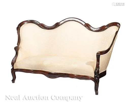 Carved and Laminated Rosewood Settee, Belter