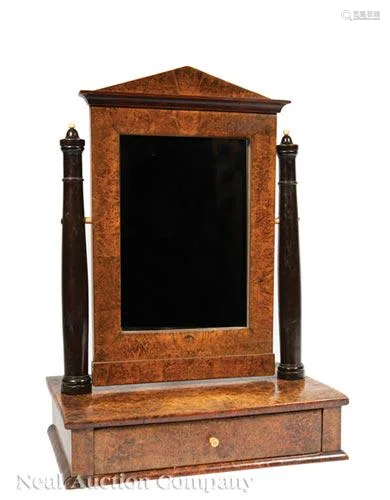 Burlwood and Parcel Ebonized Dressing Mirror