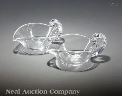 Pair of Steuben Glass Pear-Shaped Sauce Boats